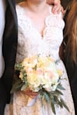 I wore this dress to my town hall wedding and it was perfect. The lace makes it very romantic and I just added a sash that I bought online and nude shoes. I received a lot of complements and I totally felt like a bride. I have to admit that I removed the tulle from the skirt cause it made it too puffy. - Carla E.