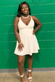 I chose this white dress for homecoming.  Some though why white??? But I knew it would look amazing on me.  This dress was PERFECT!!!  The fabric, the fit, everything!  I loved it. - Darla B.
