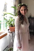 To make a long story short, I planned my wedding in less than a month. My dad is terminal with cancer & I couldn't picture my wedding day without him. I found this dress & fell completely in love. I'm short - not even 5 foot tall, so I'm used to every dress needing some sort of alterations. Besides needing it hemmed, my seamstress took in the top a little bit to make it more snug/ fitted. The sleeves were also a little baggy, but honestly, no one could tell. The dress is absolutely beautiful & such a steal for the price. I'm still getting compliments a month later! It's very well made & has many layers so it's not see-through. I 100% recommend this dress to anyone! - Courtney V.
