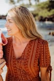 This dress exceeded my expectations! Purchased for family photos and it not only looked great, but fit and felt great. Really nice color, print & quality. Only complaint is bust was a bit loose, but I used a pin to keep it closed. - Sienna L.