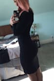 This was 1 of 3 choices for a winter wedding. This one ended up being the winner, but the material is plenty thin. With the right lighting I can see my legs through it. It's comfy and really hugs the curves. I'm 5'9", 150 and a big booty. This fits true to size. - Abigail B.