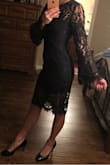 I ordered this dress for a graduation event. It's super classy, comfortable, and the quality is excellent! The fit is great for the most part, but a little snug in my upper back area when zipping. Aside from that I love this dress and and the way it fits! - Lindsay C.