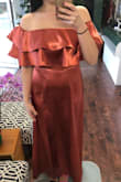 Not a typical dress I would choose, but I'm glad I did! I got a ton of compliments. I had to get it hemmed because it was way too long, even with heels. The medium I ordered was a little big around the waist but not enough to size down. Overall, I love this dress. I wore it was a bridesmaids dress, but could wear it again. - Catherine M.