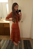It's a little on the modest side. I know it is personal preference but it felt more "conservative" than boho where it hit on my legs. I wish the natural waist was a tad tighter but I wouldn't say it ran big.
Overall, I felt like it was beautiful and well made. Dress is sheer with slip both great quality. - Brittany H.