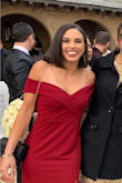 I usually wear a size small but in this case I wish I had ordered an extra small. The dress was baggy around the waist, and I had to tape it in place to keep it from sliding down. 

Besides that the dress is gorgeous and was definitely a hit at my friends wedding. Just wish it were more of a snug fit. - Natalie H.