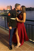 I don't order dresses online because I have a hard time estimating the right fit for for me but this dress was an exception. It fit me perfectly and was able to hold my bust well(something that is usually the deal breaker for most dresses). It was a little long so that was the only part that I had hemmed. I wore this to the Marine Corps ball and it perfectly suited the occasion. I hope I can get a dress that I love this much next year for the ball! - Kelsey M.
