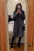 OMG... if you're on the fence about this jacket, buy it! It is one of my favorite purchases I've ever made. First, I am tall and usually wear a medium in jackets but I returned the medium and got the small instead. The medium was a bit too big and baggy. I know this is the style of the jacket but I still feel like my small is looser but in a good way. The fit makes it feel very chic. I ordered in the slate blue and think it's more of a greyish/light blue color but it is STUNNING and so different! I've worn it a few times and gotten so many compliments and people saying how unique it looks. I seriously can't recommend this jacket enough. Every time I wear it, I feel so stylish and a bit like a baller haha! A couple times, I've tried to keep the jacket on at events because I feel like it's part of my outfit and I love it so much. - Sarah F.