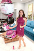 I love this dress! The magenta is a little brighter and prettier than it shows in model and customer photos. I own a lot of clothing in this color and I was excited to finally have a fancy dress in this hue. I wore it for my birthday this year and my husband found balloons that matched this dress! It's very flattering for many body types, and I'm already trying to think of another occasion to wear it! - Holly H.