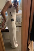 Ordered two colors- the white was lined making it nice and thick while the emerald green was not lined and considerably thinner. I usually wear a Large in Lulus but it didn't work for this style: The bust fits well. The midsection is not flattering. The crotch is a little snug/short for tall people/those with a decent bum. The length is very long even for me at 5'10" (shorter gals, you may need to have it hemmed). - Ana D.