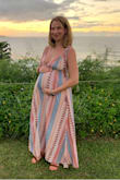 Wore this gem on my babymoon in Hawaii. It fit great even with bump. I got so many compliments and felt so comfortable. The straps are a bit long and annoying to tie but once tied they stay tied, no surprise boob pop out. - Rebecca S.