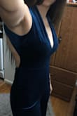 I love the color. I wear xs and I ordered xs. I had to wear a open back bra but u may not need it. I just can not wear anything without a bra. I am short but it works with high heels. - Eda N.