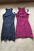 I originally ordered the navy blue in a small and it ended up being way too big. I had about an in if room in the bust on each side and it fit loosely everywhere else. I returned it and ordered it in an XS and ordered the Magenta one as well. Blue fit pretty well but the Magenta I had to put it over my head to get on and couldn't pull it down all the way! I struggled for about 15 minutes just trying to get the thing off and was starting to worry I'd have to CUT the dress off. The dresses are pretty and good quality but PLEASE fix your sizing! - Ellie S.