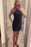 Are usually don't like dresses the style but it had such great reviews that I decided to order it anyway.  I did order the blue, but I got the navy blue delivered and Lulus amazing customer service took care of it immediately and made me happy!  I was worried because it really doesn't have a stretch and I usually don't like dresses like that either.  However it fits like a glove zips up well and looks wonderful on I highly recommend this dress also. - Crystal H.