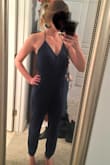 I love this jumpsuit. I have a long torso for my height so the xs was too stretched in the torso. The small fit great but is half an inch too big in the elastic area around my bust so it falls down below the bra strap occasionally. Easily fixable though. Overall I love how effortless this outfit is. It can be easily dressed up or down and is incredibly comfortable and flattering - Leslie W.