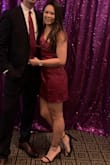 I wore this dress to my holiday party. I originally ordered the green in a size small but it was too big. The XS in the red fit perfectly! - Shannon W.