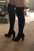 I ordered thru various websites at least 6 different pairs of otk boots, I was specifically looking for low heels but I saw these and figured I'd try them out. They look fantastic on! I'm usually a 9.5 but since they almost never carry that size on lulus I opted To get the 10s, they fit perfectly. The otk was nice and fitted all the way up, I do feel like you'd want to wear otk socks to keep them up a little better. Despite my love for these and how hot they looked, the heel was just too high for wearing around my little beach town. I still think they were comfy tho, great boot but I had to return them. - Kristin Q.