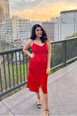 I loved this dress! It's perfect if you're going out on a nice, fancy date or location. It does run on the long side because that's the look of it. Overall, it's just a great dress and it's very stretchy! I'm usually a size medium but it fits like a medium to me! - Jasmin M.