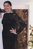 I wore this dress to my company holiday party and I didn't want to take it off! Such an amazing, comfy dress. It clings to your body, yet stays super comfy. 10/10 would recommend. The lace and boat neckline are to die for. - Alexandra R.