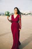 The picture says it all! I wore 4 inch heels and it was a very comfortable fit to wear it all day. My husband loved it. I would suggest leaving hair open and avoid the updo which may be tempting to show off the beautiful back but it looks more dreamy with hair down. Thank you as always lulus!! - Amrita S.