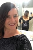 This dress fit perfectly. Originally I had ordered the rose gold mini and that legit was showing my butt cheeks so I had to go for the midi. This is way higher quality than I expected although there are a few rogue strings but overall, very pleased and can not wait to wear it to my company Christmas party and to a NYE gala in DC! Did order some spanx tho to help firm up my belly and smooth my lumpy hips haha - Amber H.