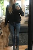 I'm exchanging it for an XS because it runs very large. The photo is of the small, I normally order a medium and sometimes a small if it runs big. Super cute neck line, classy, comfy, work appreciate. It's not too heavy, perfect weight to the material. - KATELYN L.