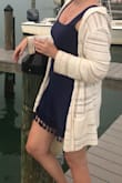 I've always worried about dresses that hug or snug too tightly on my tummy area, but not this dress! This dress hugs you in all the right places, very flattering on! - Katie B.