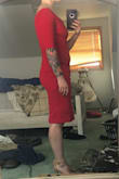 Honestly it's a lovely dress. The fabric is high quality and it fit like a glove. But for me it just wasn't right. I am 10 months postpartum, and only a 5 pounds up from my pre pregnancy weight... but I feel like this dress didn't do me any favors. Being a body con, it ends up bunching a tad in the middle. Usually that ends up being flattering, but on me it ended up bunching right below the little muffin top that I haven't lost yet... which really draws the eye right too it. And because my rib cage is a touch broader after baby and this dress kind of flattens the boobies, I just felt barrel chested. But on someone a little more snatched(or me, 5ish lbs from now), this dress would be gorgeous. I will be returning it, but will definitely look for something else from LULUs! - Stephanie H.
