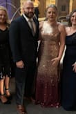 It was long and because of the sequins I would have had it professionally hemmed, which I didn't have time for, but with heels it wasn't bad. The dress Itself was beautiful, and I was able to wear a bra with one of those hooks that made it racerback. So many compliments! - Kim R.