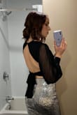 Firstly, the material is so comfortable.  Secondly, the flowy arms and open back are so fun.  Thirdly, the framed plunge front is genius.  I personally wore it for NYE, but I cannot wait to wearing it a bit more dressed down for other nights out. - Jennifer F.