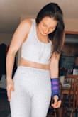 I got so many compliments on my outfit once I got this, but the leggings are sort of see through, but I wore black underneath so probably my bad. I'm still keeping them cause they're cute, comfy, and I can wear them during my home workouts. In the images you can kind of see the outline of my panties, but you really gotta look- oh well! - Lexie K.