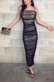 LOVE this stunning black dress!!  Adjustable straps make it so nice not to have to constantly pull up this tube style dress.  I'm 5'2" and the dress hit me right above the ankle in an XS.  Works perfect with a strapless bra.  

*****LULUS!!!!!!!!!!!:  PLEASE PLEASE PLEASEEEEE BRING THIS DRESS BACK IN RED IN TIME FOR VALENTINES DAY!!!  I need it!!!  Great buy, totally recommend!!! - MaryBeth L.