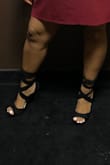 The shoe is gorgeous! Tying the straps gets annoying cause I couldn't prevent them from falling down I had to Retie them a few times during the evening but other than that, no complaints. - Monique W.