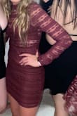 I bought this dress for a winter formal, but it came in with holes. They sent me a replacement, which also had holes. I was very disappointed considering I really liked this dress. Lulus customer service was fantastic and sent me another replacement, but this time they checked for holes before it was sent. I finally received a dress with no holes in time for the dance. I received so many compliments on my dress, it wasn't itchy at all, the material is very soft and comfy, I'd recommend this dress 1000 times! It doesn't show too much and is the perfect amount of formal and flirty. Love love love!!! - Regan G.