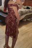 I really like the lace overlay and the neckline/off the shoulder design. The zipper is a bit hard to move though and some of the lace detached from the dress without having washed it yet. - Diana C.