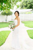 Don't think twice, pretty stretchy and photographs beautifully. I didn't want to spend money on a dress I'll wear for a few hours and this was definitely a deal. Quick hem and I didn't have to worry about various fittings! - Charwin E.