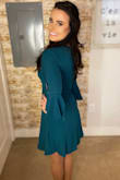 If I had been looking for a dress to wear to work, I would give it 5 stars! However, I purchased it to consider for a formal, Catholic wedding I'm attending and it didn't quite do enough for me for it to make the cut. I like how classy it is, I just would need it to be a bit shorter (more like how it appears on the model) for me to be excited about it. I'm petite, so I expected it to be longer on me, just hoped it would still look flirty. Love the color! Definitely looks better when dressed up with a long necklace. - Catherine G.