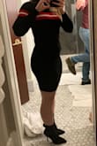 Wore this dress out to a fancier dinner but could definitely be dressed down with some sneakers or something. Very flattering. I usually wear an L but I sized down because it ran a little big and I wanted a tight fit. - Elena K.