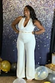 I love this jumpsuit! It fit so comfortably and looks so pretty. The fabric is thick so it's not see-through, but not hot. The length was perfect for my height; not too long. Do be cognizant of the underwear you wear though! - Lauren F.
