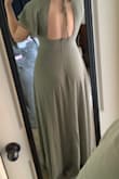 Love this dress!! Fits perfectly. Gorgeous sage color! Keep in mind, I am 5'9" and there's still some extra length (Perfect for me) so some may need it hemmed. The slit is perfect, you won't flash anyone. So happy with this dress! - Lexi B.