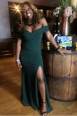 Dress fits true to size. With heels on it didn't drag along the floor. It fit the curves (; . The only down side was the sleeves limited my arm movement, I guess it was too tight around that area. - Fransisca M.