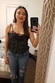 I love this top, it looked amazing with a blazer and without it! Normally I'm not a fan of polka dots, but this top changed my mind about polka dots. It was a little big on the sides, but once I tucked it in jeans, it was not a big deal and looked great. - Erica L.