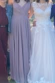I needed a bridesmaid in a month and a half, so I decided to give Lulus a try! I did the free standard shipping and my dress came in within 5 business days! It is a little bit more purple, which was perfect for the wedding I was in! I was also elated because the size chart was accurate, and I didn't need any dimensions removed. I have an average height of 5'6, and I wore 2" heels. The dress ever so lightly touched the floor. When you walk since it's so flowy, you have to kick out, but it's not too bad. I absolutely loved the way it felt to spin around!  This dress made me feel very beautiful! The material is very durable! The wedding was in the woods, so I wore it on rough terrain. I have another wedding to attend, and I will definitely be getting my dress from Lulus!!! - Emily F.