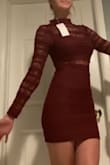 I love the dress. Great quality. The only issue is that it rises up a bit when you're walking and it's already pretty short. Nothing but compliments though! In the picture I'm braless, but it still fits fine with a bra on. - Charlotte B.