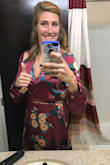 Wore this dress to a friends wedding and I loved it! I was worried when I first ordered due to very athletic/broad shoulders, but it fit great! However I'm very flat chested, so I guess I only complaint is that I had a little more extra gaping then I'd like. Luckily my bra matched the material and it only peeked through periodically. So if your flat chested just be prepared to make some adjustments. Otherwise super comfortable, beautiful color, and great dress to dance in! - Emily B.