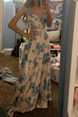 Satin fabric is lightweight and elegant. Wonderful quality! The top part is a little bit baggy, but I am pretty flat-chested so I'm just going to get that part tailored to fit me. Overall, great quality and came a day earlier than expected! - Skyla S.
