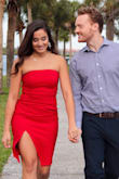 This dress is awesome! The material is thick and stretchy. This dress is super comfortable to wear. I wore it when my fiance proposed to me, it was absolutely perfect! Highly recommend!! - Bianca M.