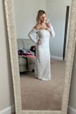 I bought a different dress for my wedding but when I saw this one (and the price!) I had to order it. Once it came I knew my original dress was history and this was the one! It's exactly what I envisioned for my dress. Simple, sexy, classy and romantic. I love anything off the shoulders and this is perfect. - Laura W.