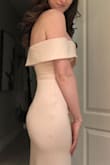 Love the dress. First time buying from Lulus and I am very happy with the result. So the color is less champagne than my photos show or less coral than it shows on the site. It is a nice soft blush pink. I bought XS and I usually wear a 34B bra but with this dress, I won't wear any as it fits very well without one. The fabric is thick enough. Very good quality. I am very happy with my choice :-). - Julie D.