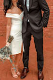 Love this dress! It is so classy and beautiful! I wore it for our city hall wedding and I got so many compliments! I will say it runs a little big up top I had to keep pulling it up but still a very gorgeous dress! - Allison S.