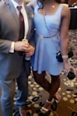 Loved this dress. I wore it to a summer wedding and paired it with tan shoes and a gold belt. I got so many compliments on this dress. This dress is so beautiful. I got a size small. The straps were a little long and made the dress hang down more in the front, but still able to wear it. Loved the zipper on the back super cute. - LATOYA W.